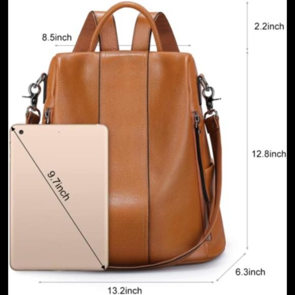 Leather Backpack Purses for Women Antitheft Soft Rucksack Ladies Shoulder Bag - Picture 4 of 7